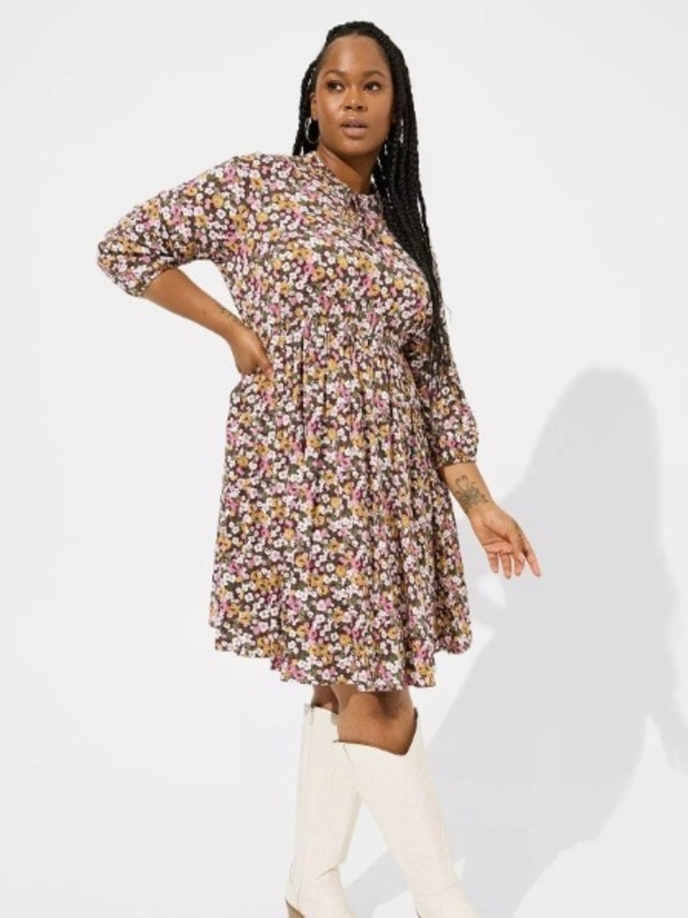 Torrid Ditsy Floral Mini Dress 2X In Autumnal Color Pallette